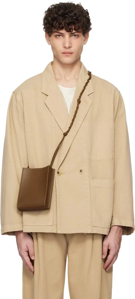 LE17SEPTEMBRE Tan Over-Dyeing Double-Breasted Denim Blazer