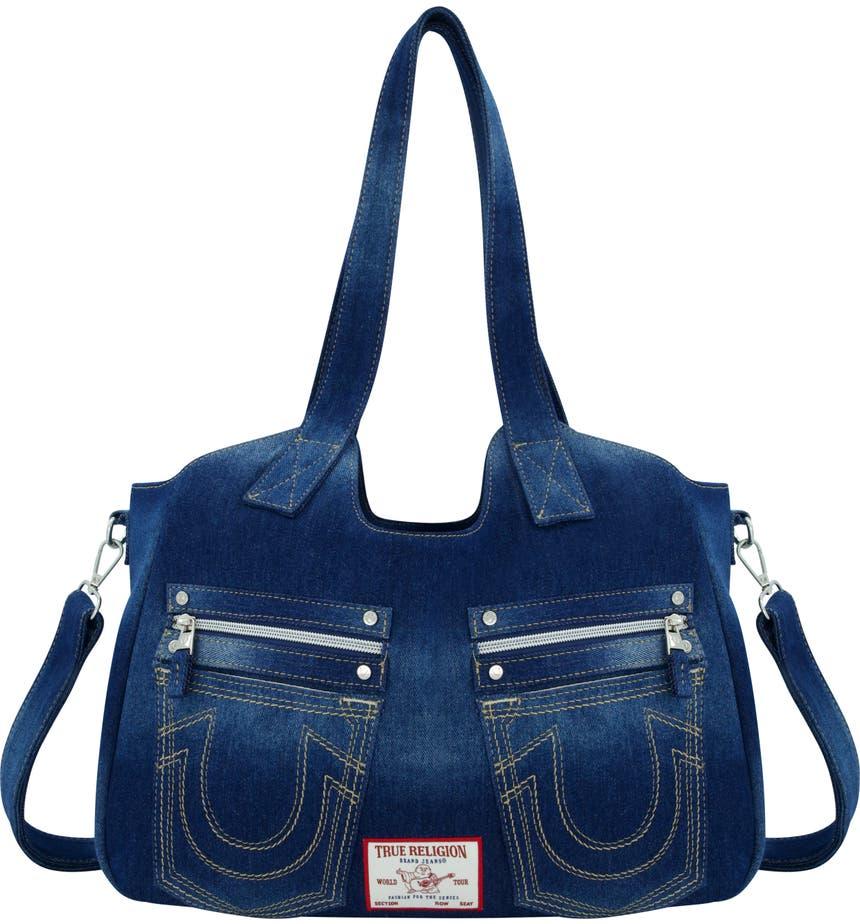 True Religion Horseshoe Stitched Denim Shoulder Bag