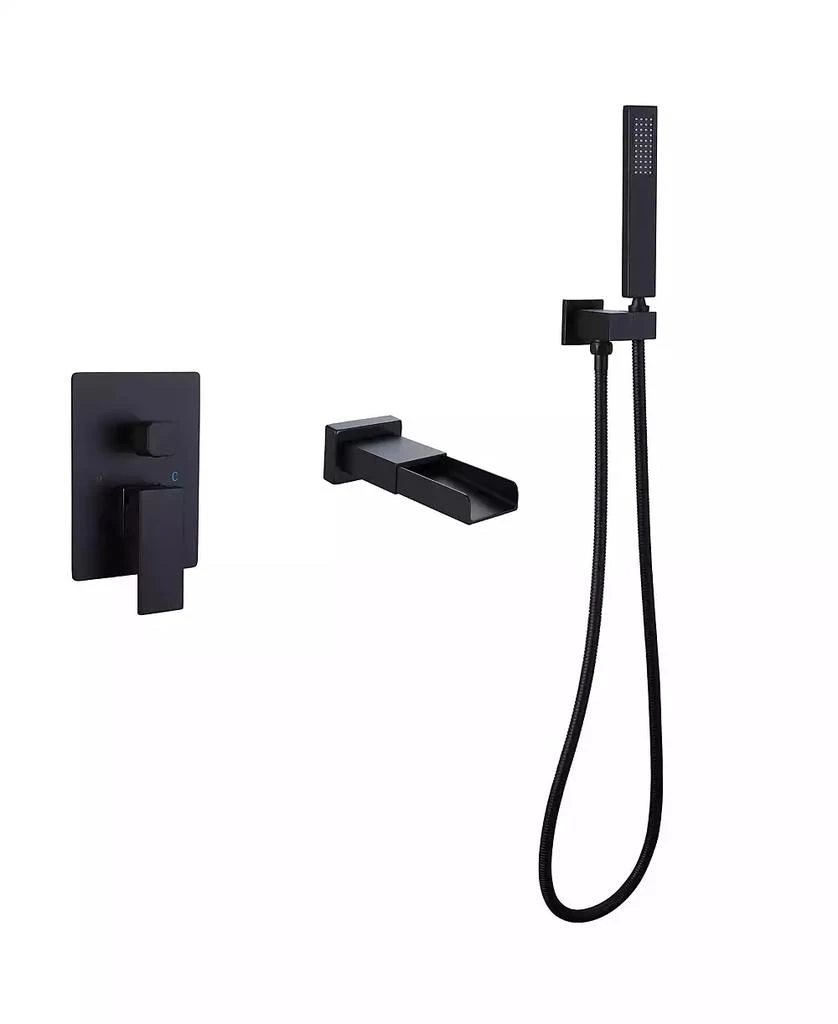 Greenspring Waterfall Single-Handle 2 Sprayer Wall Mount Bathtub Shower Faucet in Matte Black