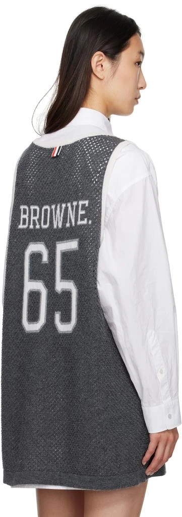 Thom Browne Gray Athletic Mesh Basketball Jersey Tank Top 3