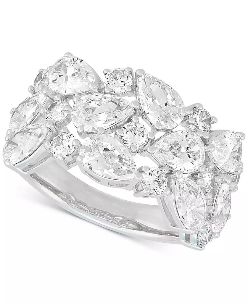 Arabella Cubic Zirconia Mixed Cut Cluster Statement Ring in Sterling Silver 1