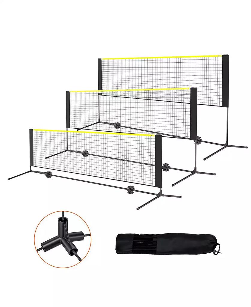 Mecale Adjustable Badminton and Volleyball Net, ft Foldable Pickleball Net with Poles, Stand and Carry Bag for Backyard Indoor Outdoor