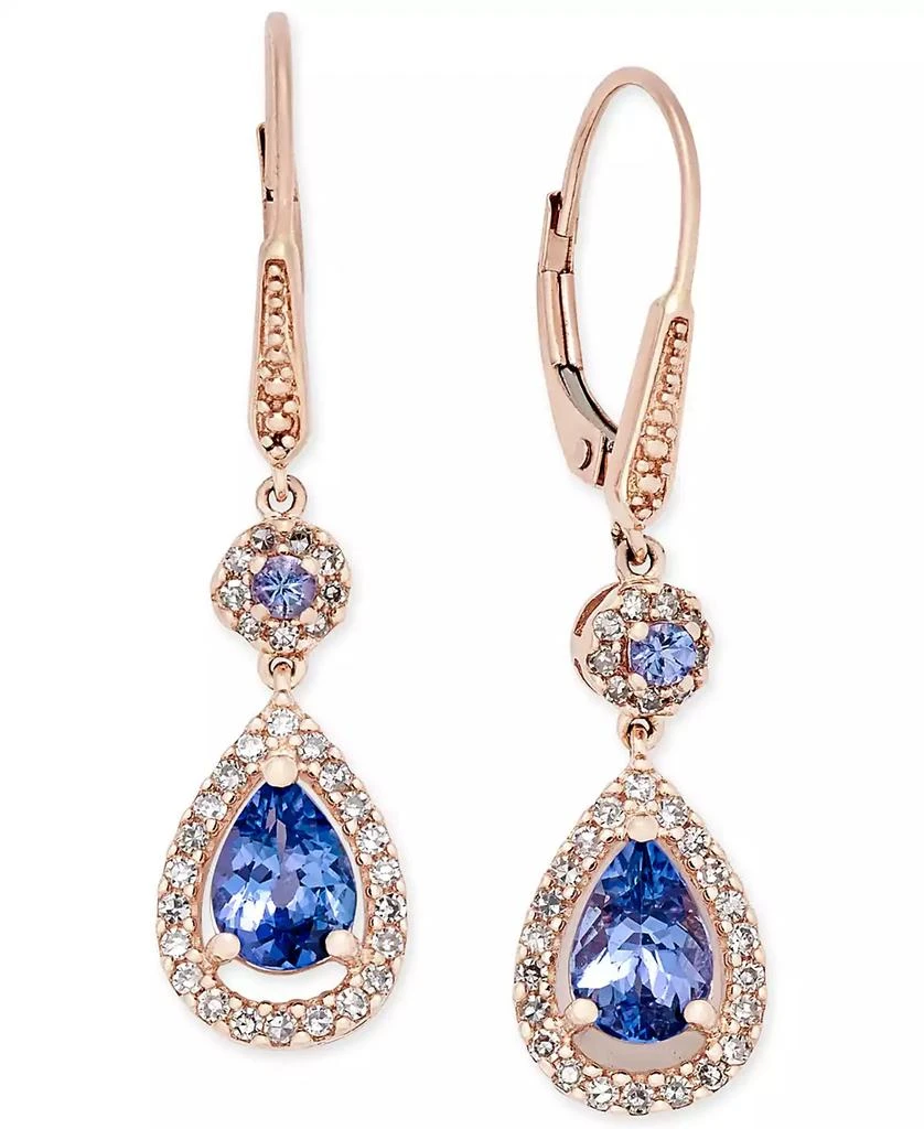 Macy
s Tanzanite (1-5/8 ct. t.w.) and Diamond (1/3 ct. t.w.) Teardrop Halo Drop Earrings in 14k Rose Gold 1