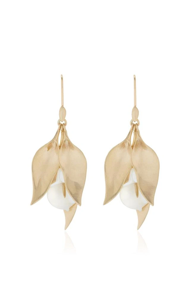 Annette Ferdinandsen Annette Ferdinandsen - Cala Lily 14K Yellow Gold Mother-of-Pearl Earrings - White - OS - Moda Operandi - Gifts For Her 1