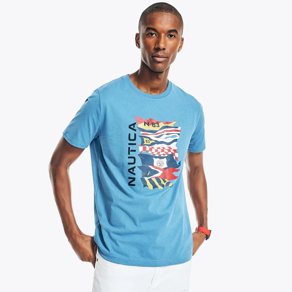 Nautica Nautica Mens Sustainably Crafted Flag Graphic T-Shirt 1