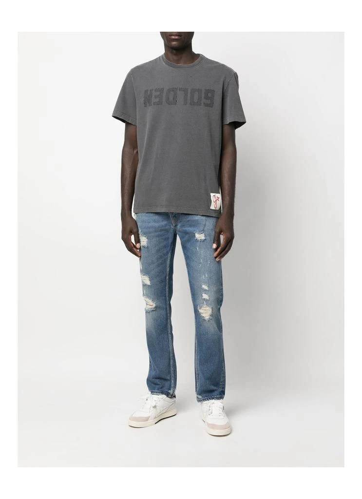 Golden Goose Golden M
s Regular T-shirt Distressed Cotton Jersey With Lo 2