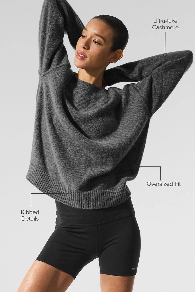 Alo New Class Cashmere Crewneck Sweater - Platinum Grey 2