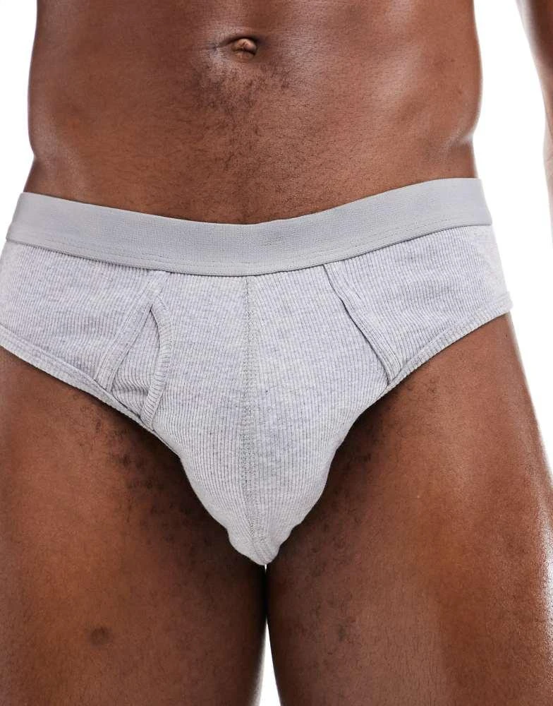 ASOS ASOS DESIGN 2 pack rib brief in grey and blue 4