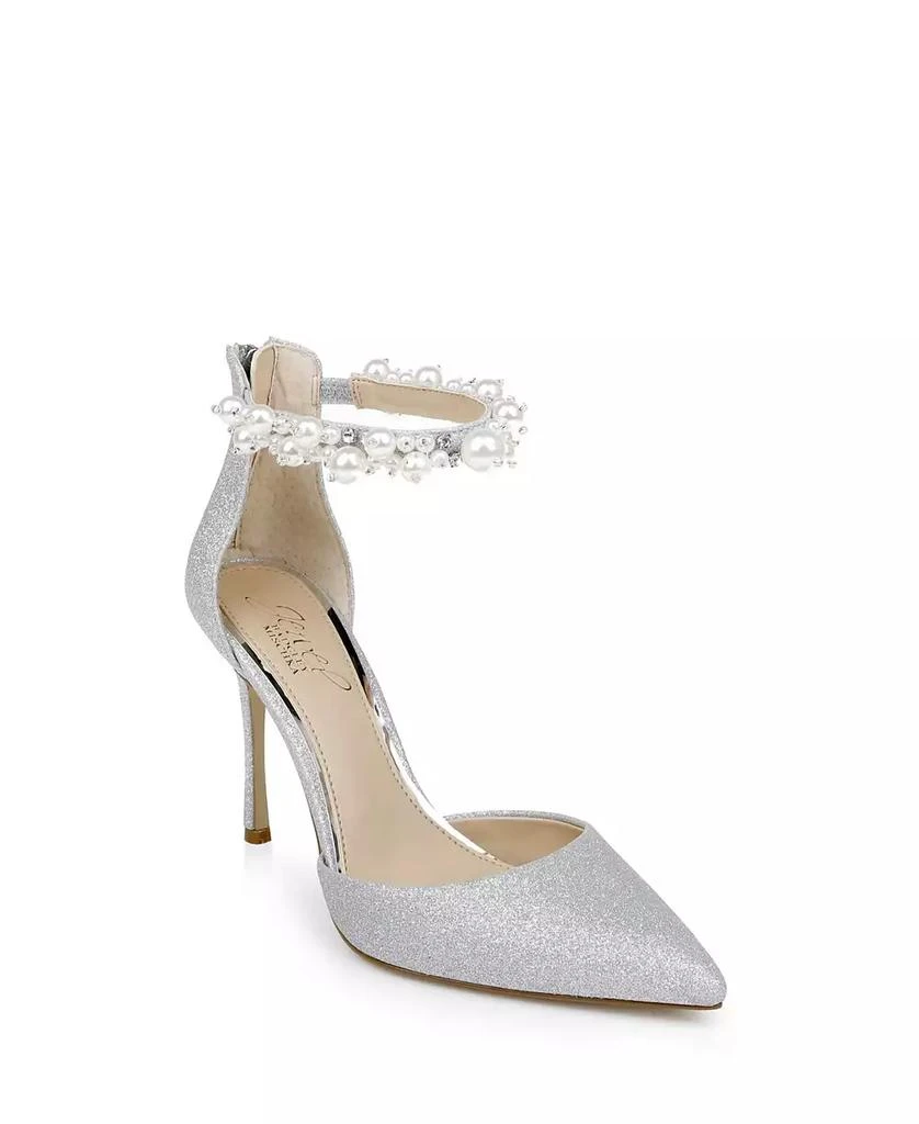 Badgley Mischka Women's Layne Pearl Strap Stiletto Evening Pumps 1