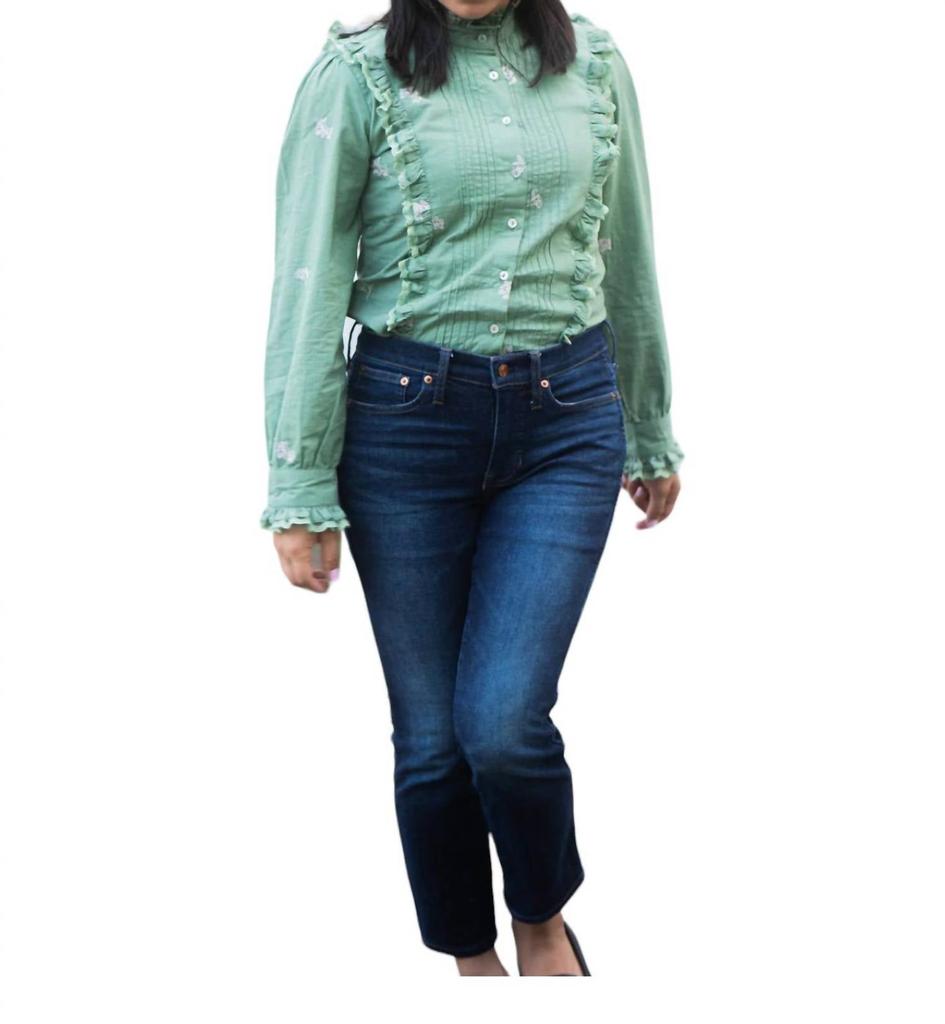 All In The Detail Juliana Lace & Embroidered Blouse In Green