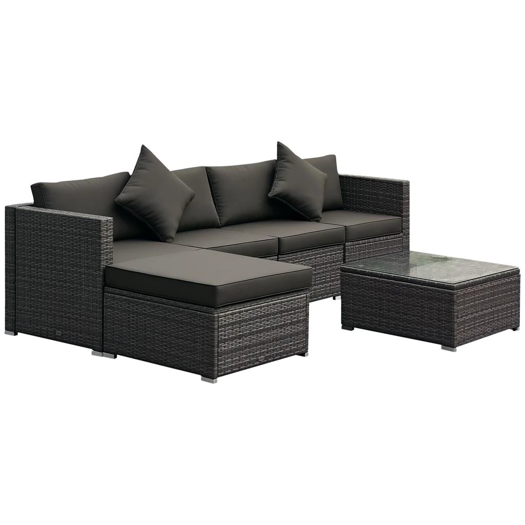 Hivvago 6-Piece Patio Furniture Set with Ottoman 
Glass Table