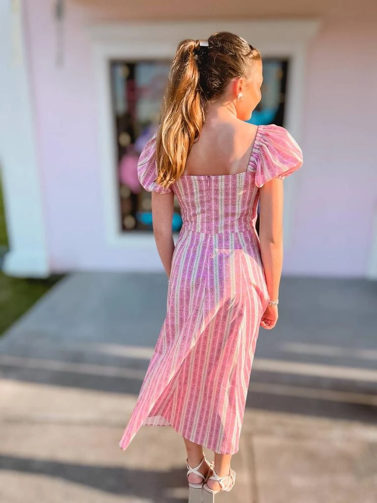 MABLE Mable - Women's Say It Ain’t So Pink Striped Floral Midi Dress 4