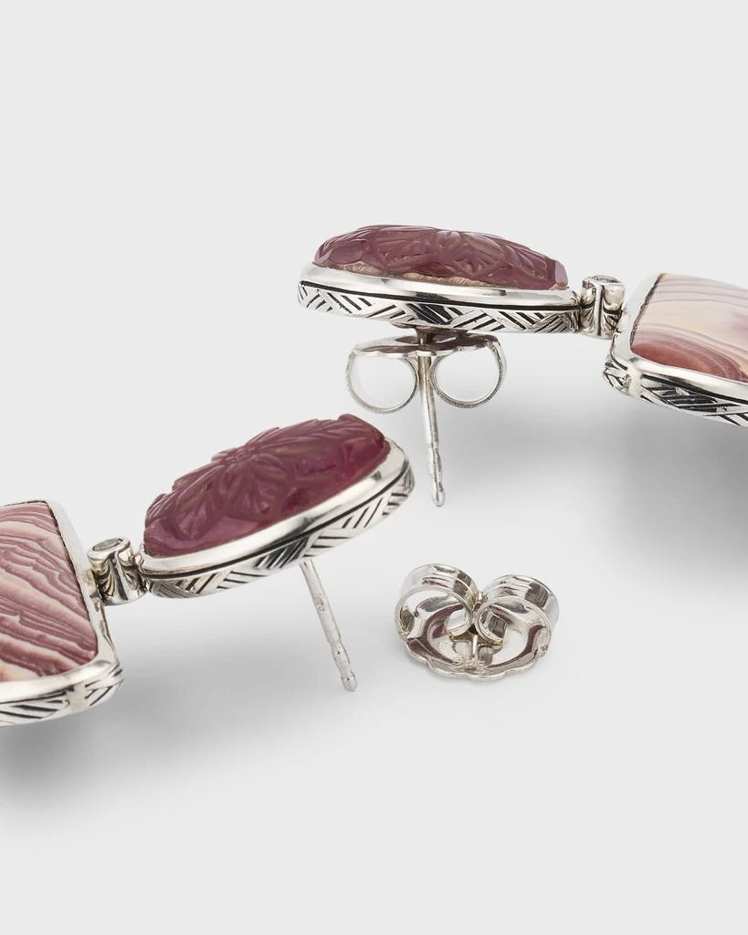 Stephen Dweck Hand-Carved Smoky Quartz, Ruby Jasper and Strawberry Quartz Earrings with Champagne Diamonds 4
