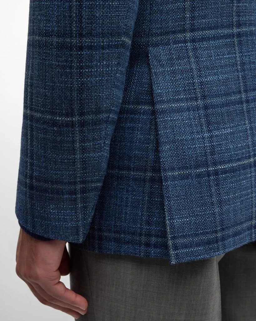 Isaia Men's Blue Windowpane Check Sports Jacket 8