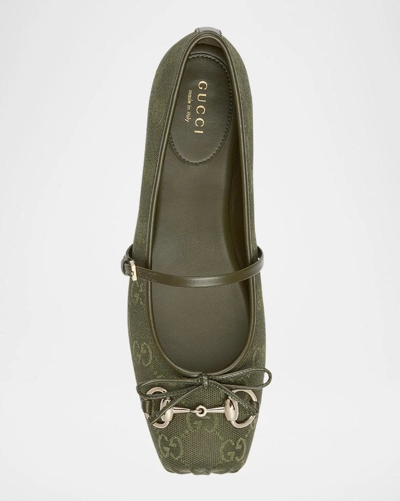 Gucci Canvas GG Horsebit Ballerina Flats 4