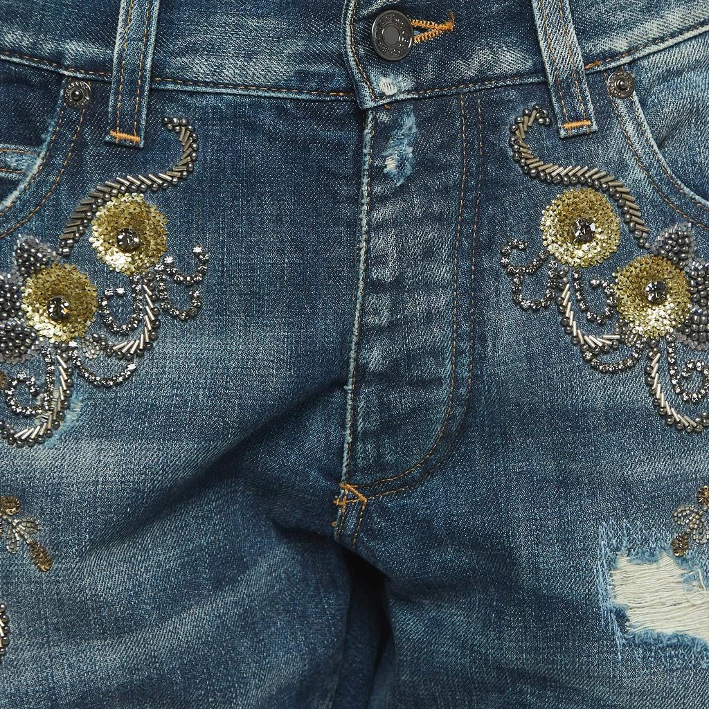 Dolce & Gabbana Dolce & Gabbana Navy Blue Ripped Denim Crystal Embellished Jeans L Waist 33" 3