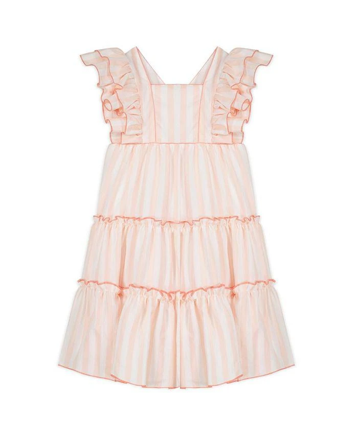 Tartine et Chocolat Girls Peach Fuzz Summer Party Dress- Big Kid