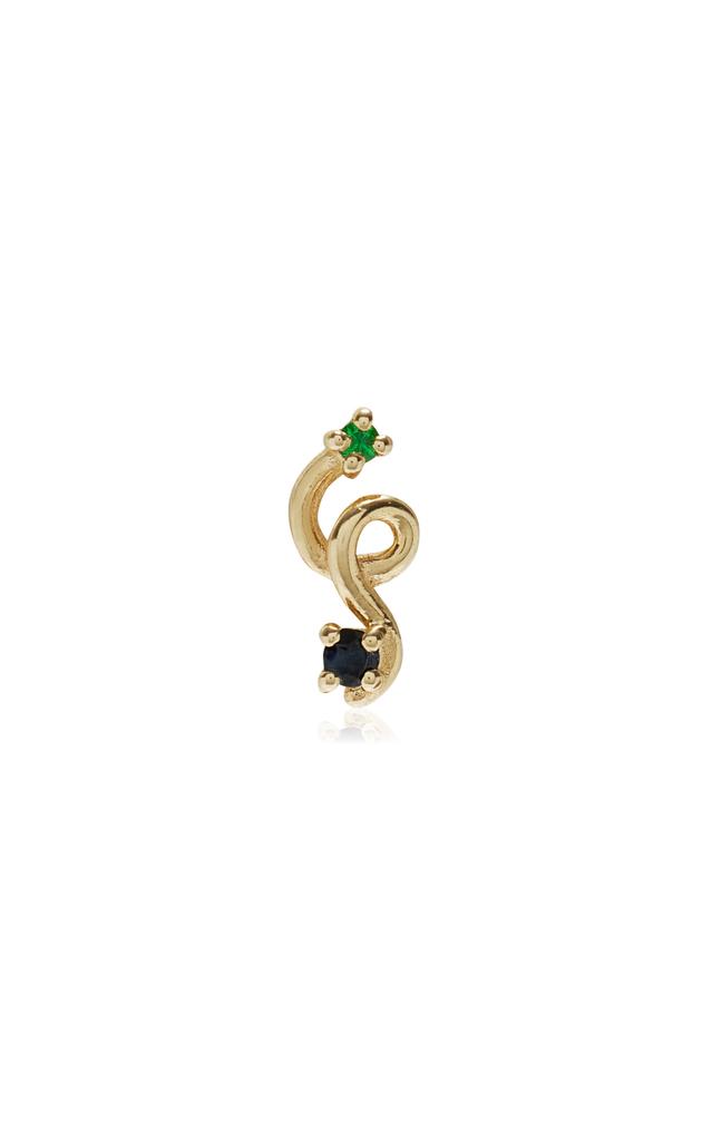 Bea Bongiasca Bea Bongiasca - Mini Loop 9K Yellow Gold Tsavorite; Sapphire Single Earring - Gold - OS - Moda Operandi - Gifts For Her