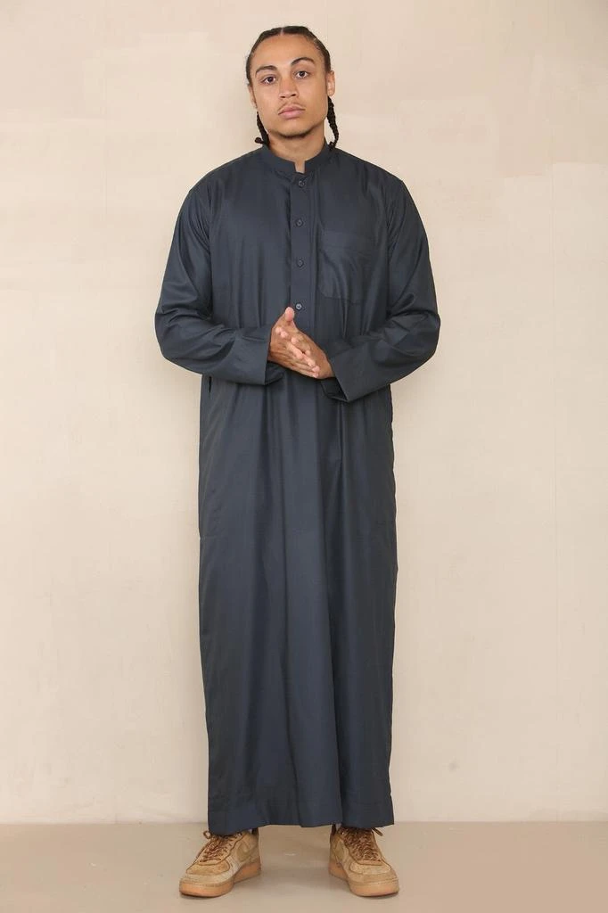 Arabic Thobes Mens Grey Thobe Jubba Saudi Islamic Arabic Eid Cotton Kaftan Jubbah Umrah Robe