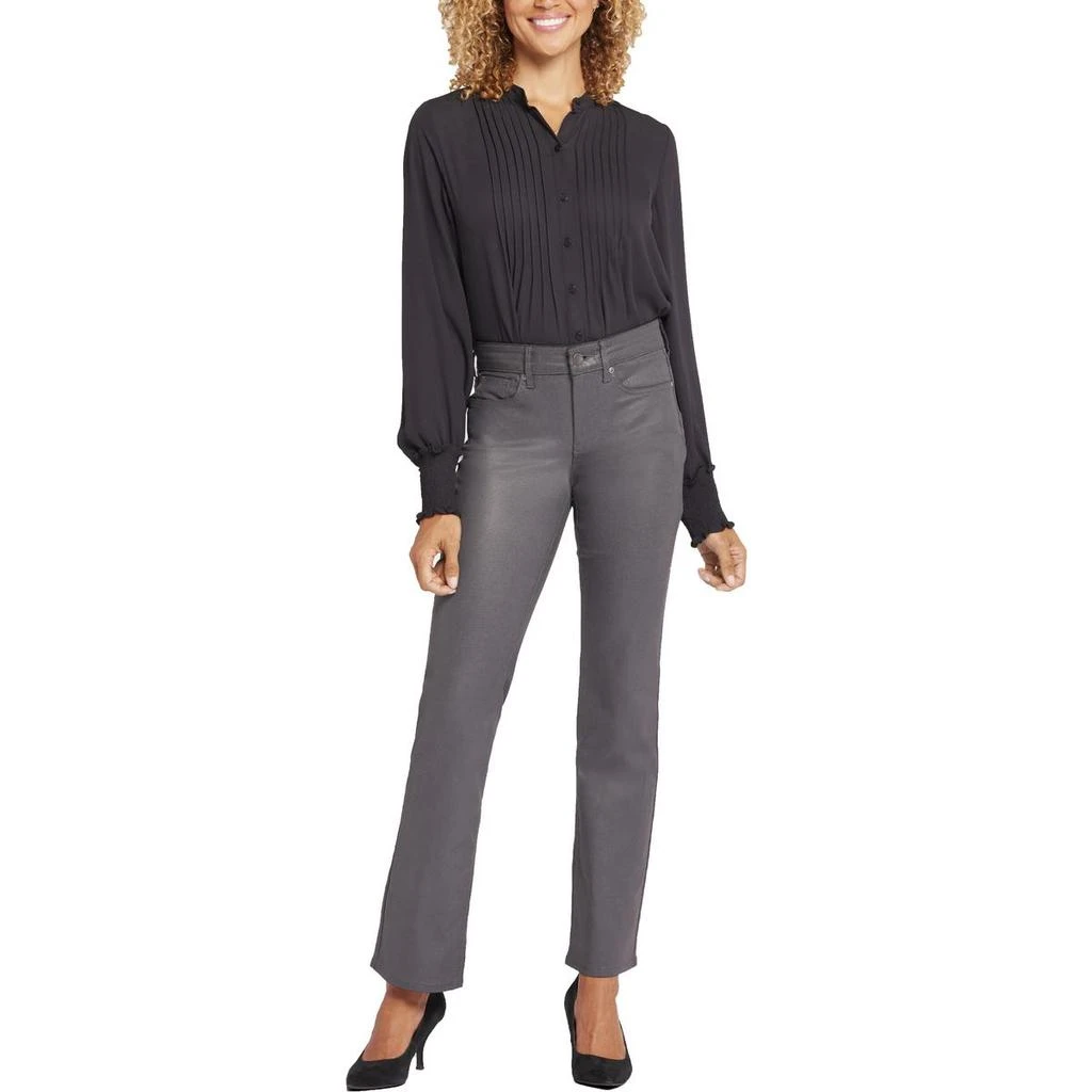 NYDJ Marilyn Uplift Womens Coated Modal Straight Leg Jeans 1