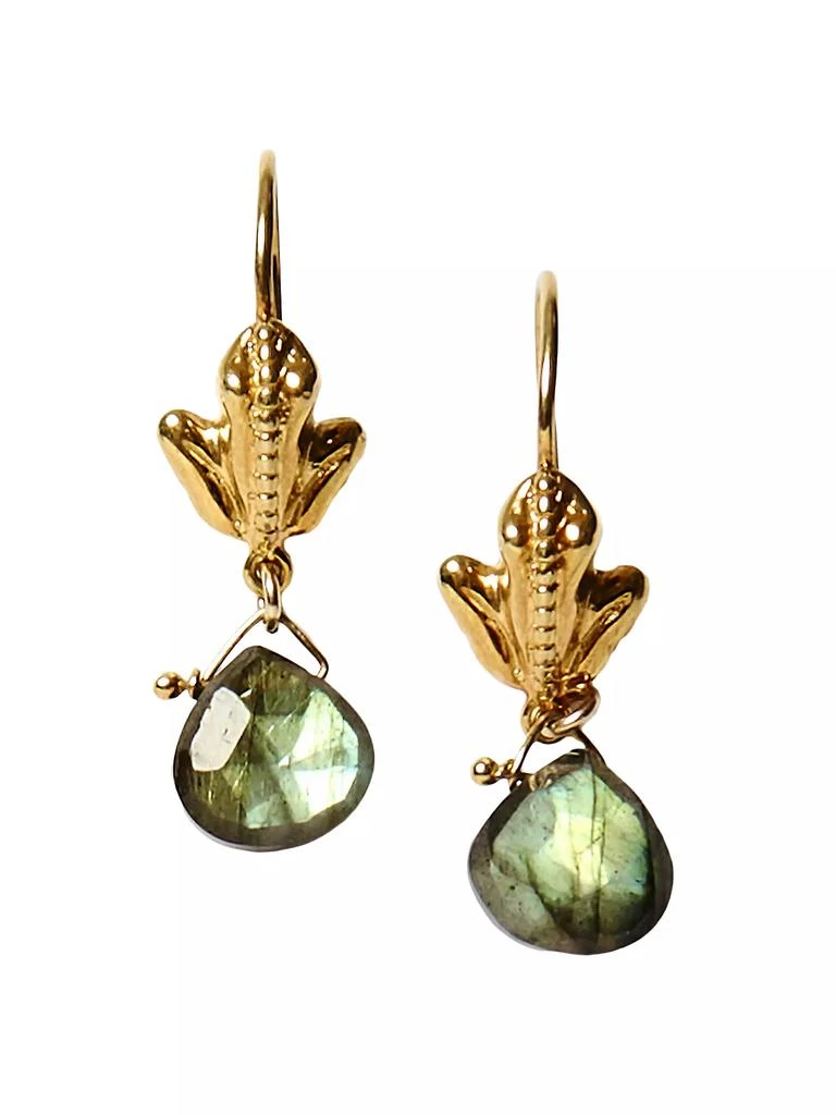Chan Luu 18K-Gold-Plated & Labradorite Frog Earrings 1