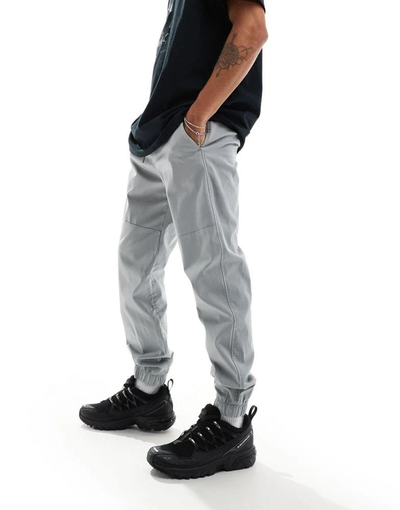 HOLLISTER Hollister cuffed cotton nylon skinny joggers in light grey 1