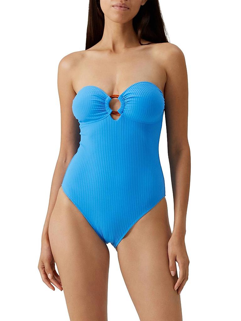 MELISSA ODABASH Cozumel Ribbed Bandeau One-Piece Swimsuit