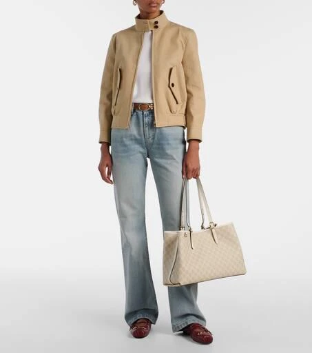 Gucci GG Emblem Medium leather-trimmed tote bag 5