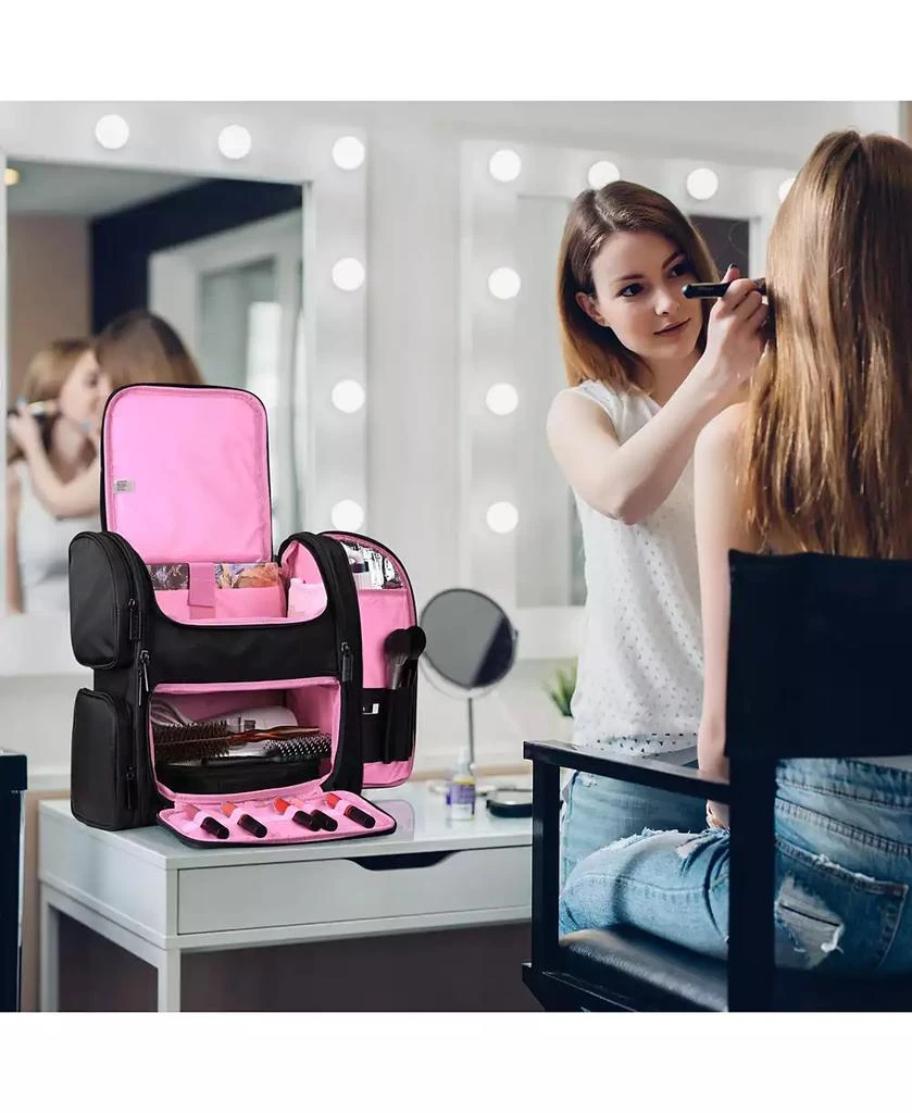 Byootique Rolling Makeup Train Case Soft Sided Travel Cosmetic Organizer Storage with Travel Make Bag Backpack 6