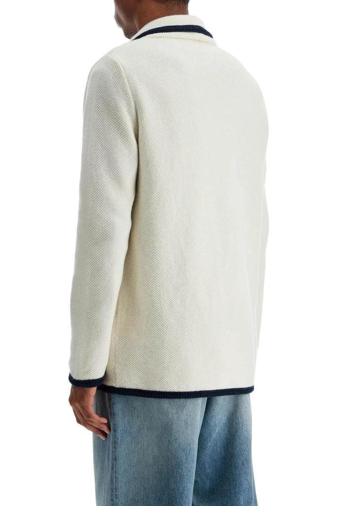 Valentino men's cotton and wool jacket in butter color with shawl collar 3