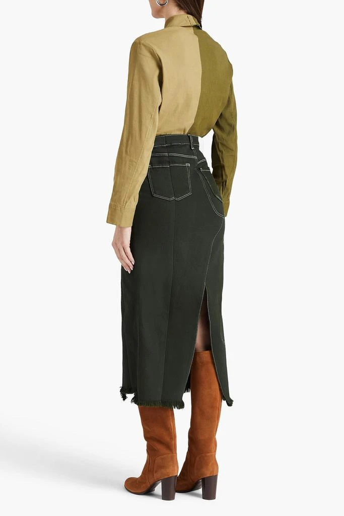 E.L.V. DENIM X THE OUTNET The Reworked frayed denim midi skirt 3