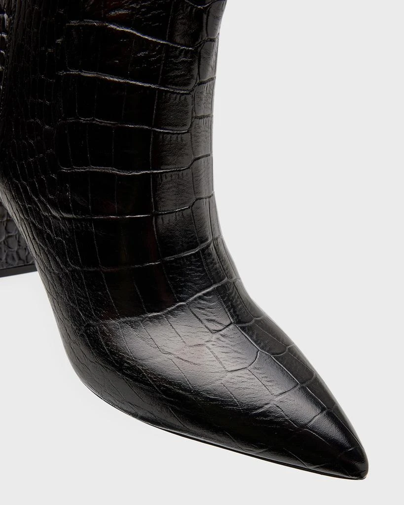 Paris Texas Anja Croco Block-Heel Knee Boots 7
