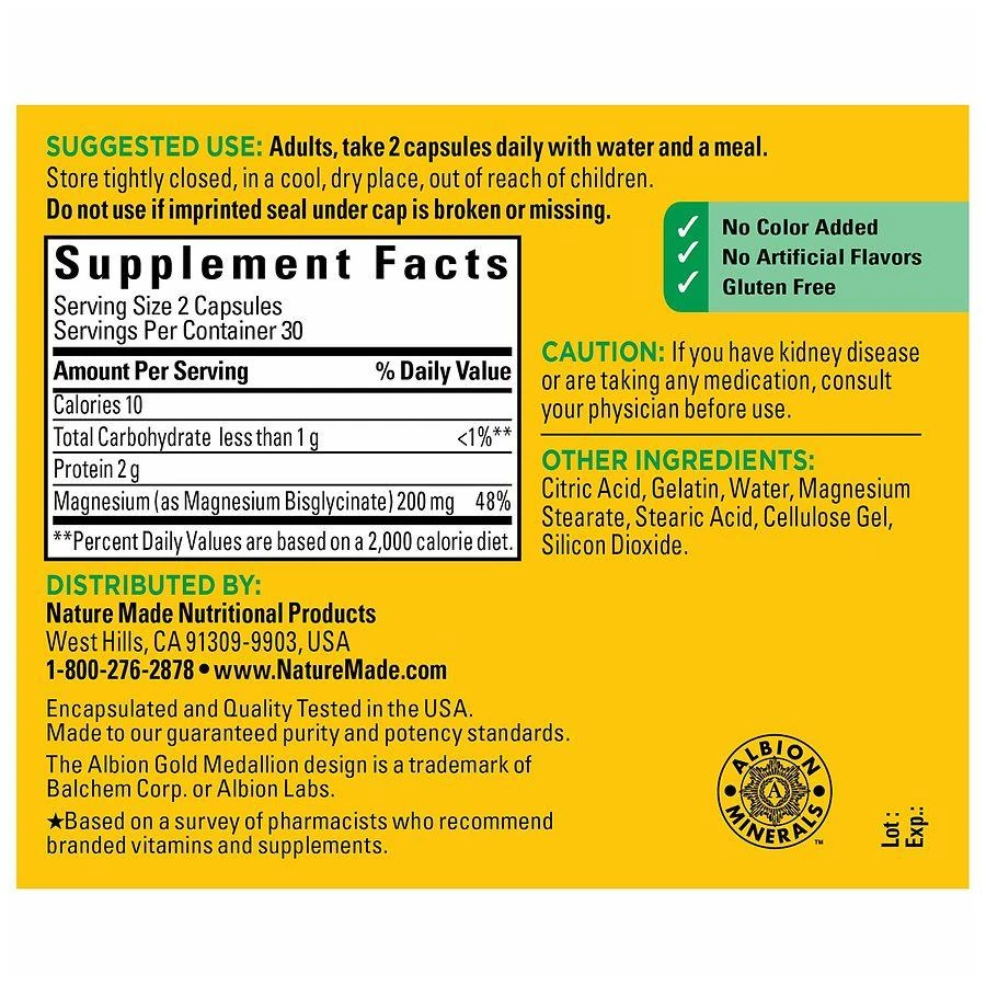 Nature Made Magnesium Glycinate 200 mg Capsules 4