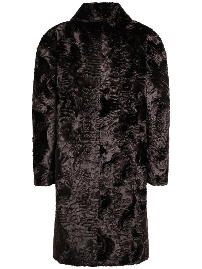 Versace Astrakan Faux Fur Logo Detail Coat 4