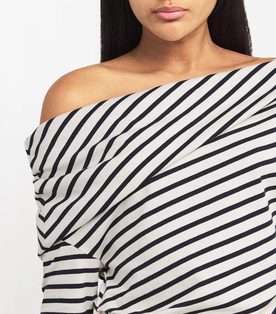 awake mode asymmetric dress A.W.A.K.E.MODE Size XL Beige Navy Cotton Stripe Asymmetrical Dress