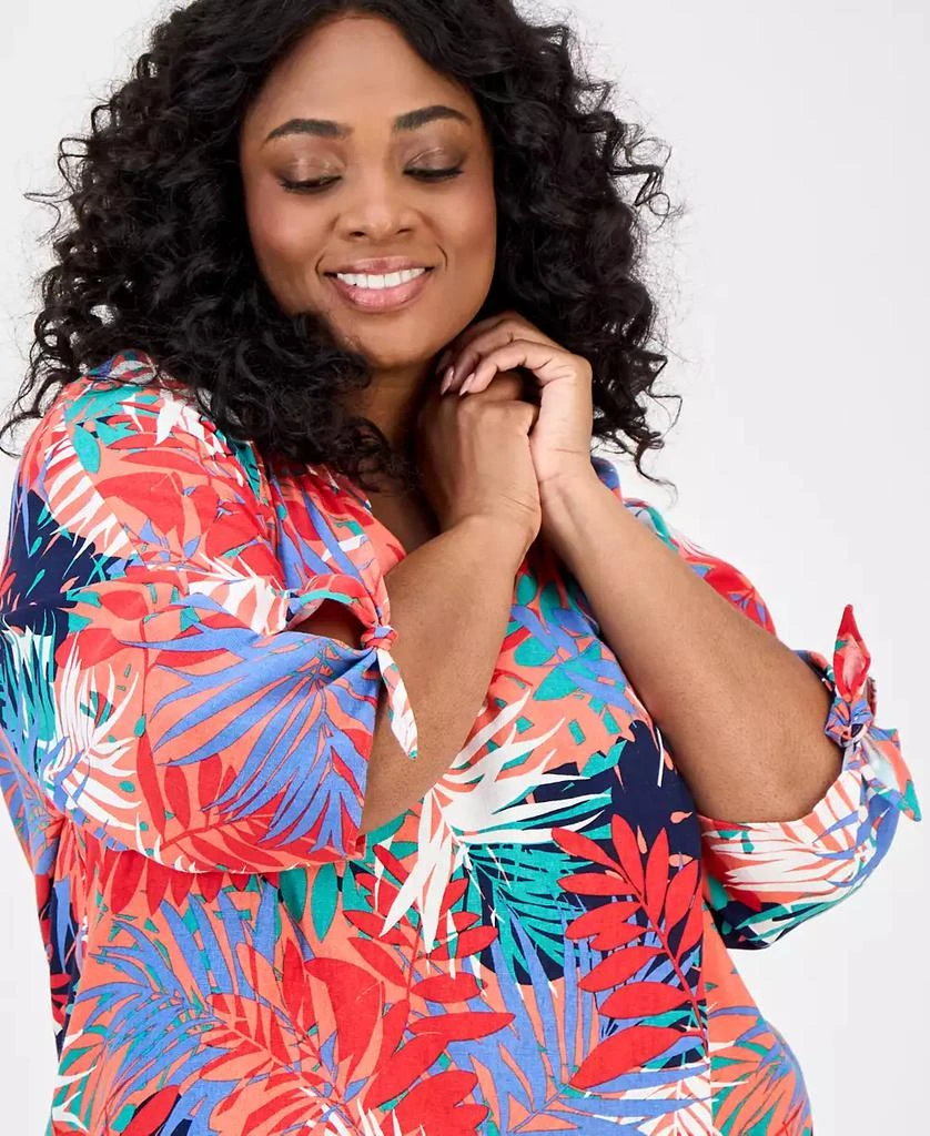 JONES NEW YORK Plus Size Printed Tie-Sleeve Top 3