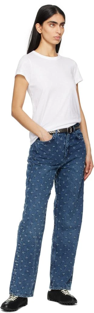 Rag & Bone Blue Shea Textured Ankle-Length Relaxed Straight Jeans 4