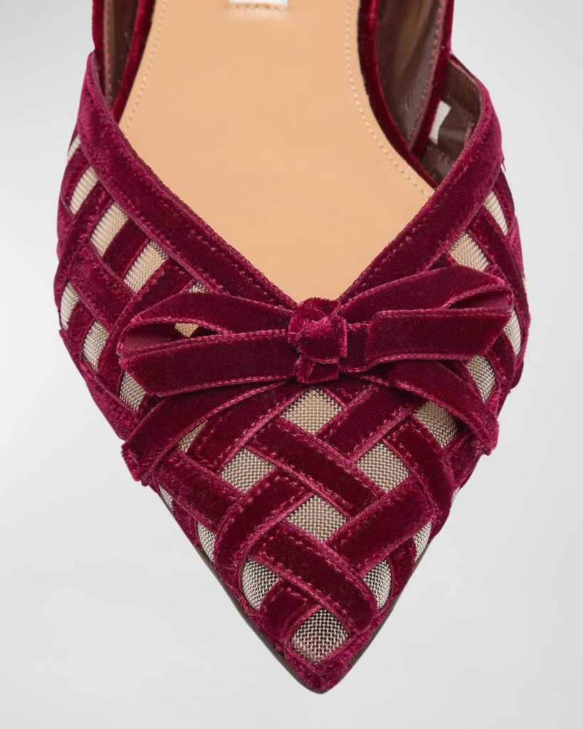 Aquazzura Romance Velvet Bow Ballerina Flats 5