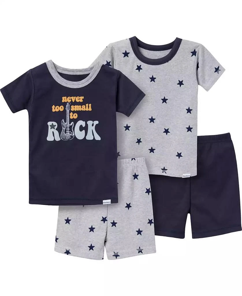 Gerber Baby Girls Top and Shorts Pajama Sets, 4-Piece, Ballet Slippers