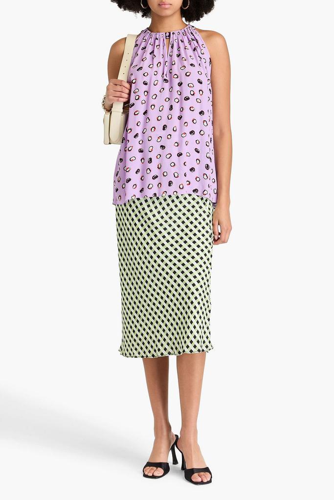 Diane von Furstenberg Lilia cutout printed crepe top