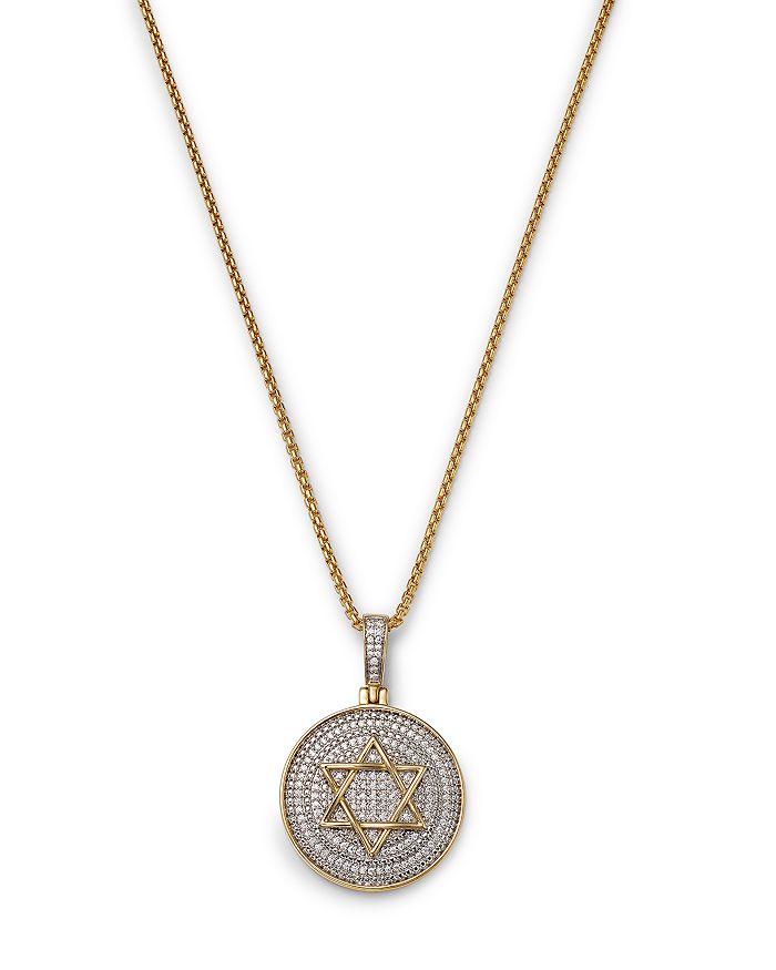 Bloomingdale's Men's Diamond Star of David Medallion Pendant Necklace in 14K Yellow Gold, 0.50 ct. t.w.