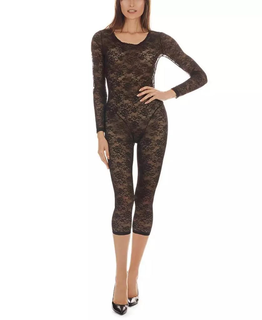 Memoi Women's Estelle Long Sleeve Lace Capri Catsuit 3