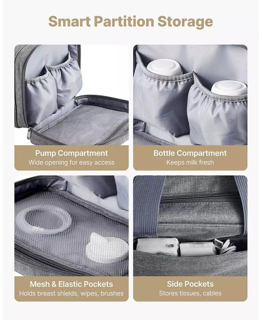 Mecale Wearable Breast Pump Bag with Ice Pack, Fits M5/M6, Storage for Pump Accessories 
Breastmilk, Portable Carrying Case, Grey 8