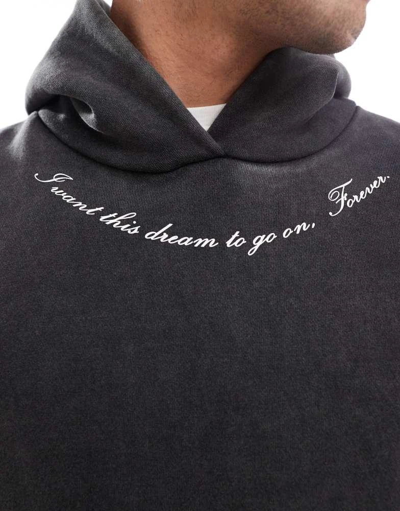 PacSun Pacsun forever embroidered script hoodie in washed black 2