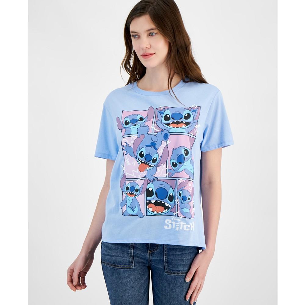 Disney Juniors' Stitch Grid Crewneck T-Shirt