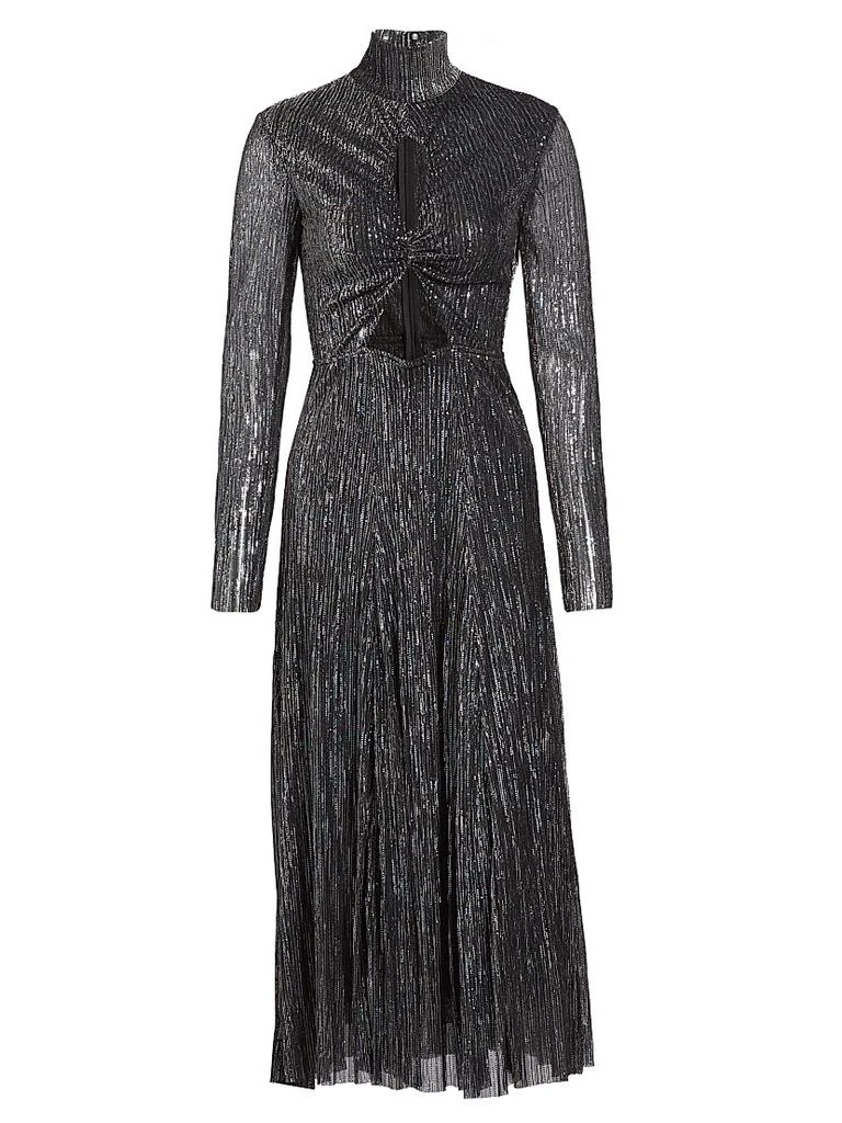 Sabina Musáyev Nalani Metallic Pleated Cut Out Midi-Dress 1