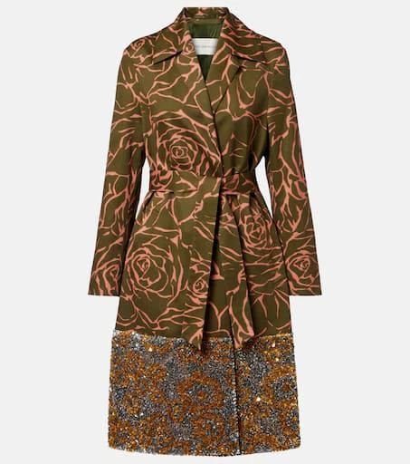 Dries Van Noten Floral sequined cotton wrap coat