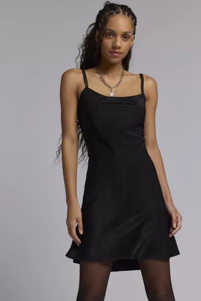 Glamorous Glamorous Black Satin Strappy Mini Dress