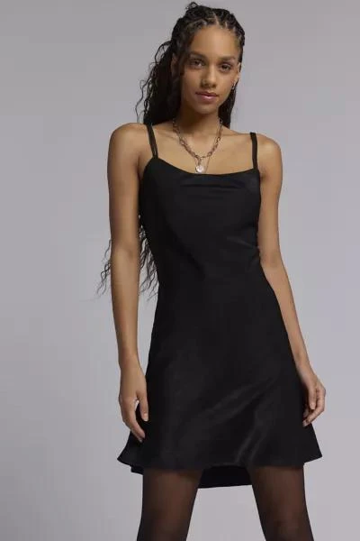 Glamorous Glamorous Black Satin Strappy Mini Dress 1