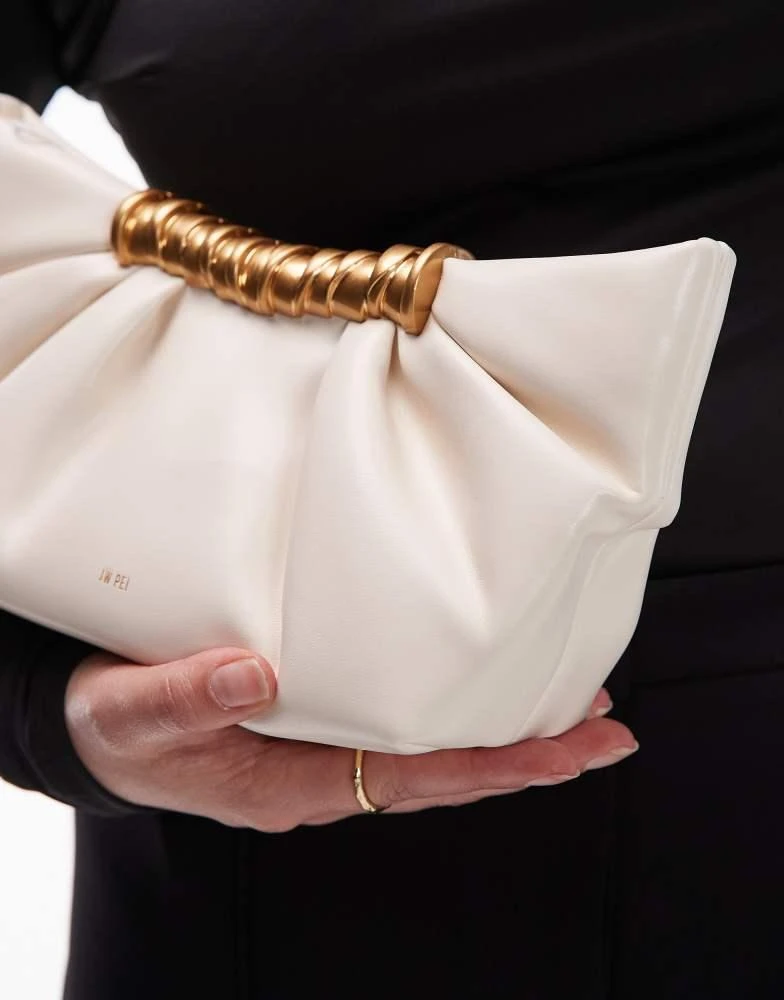 JW PEI JW PEI Leia pleated clutch bag in white 2